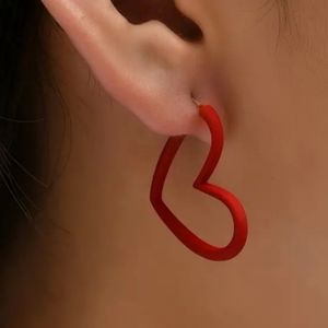 NWOT Cutest Red Matte Heart Loop Earrings